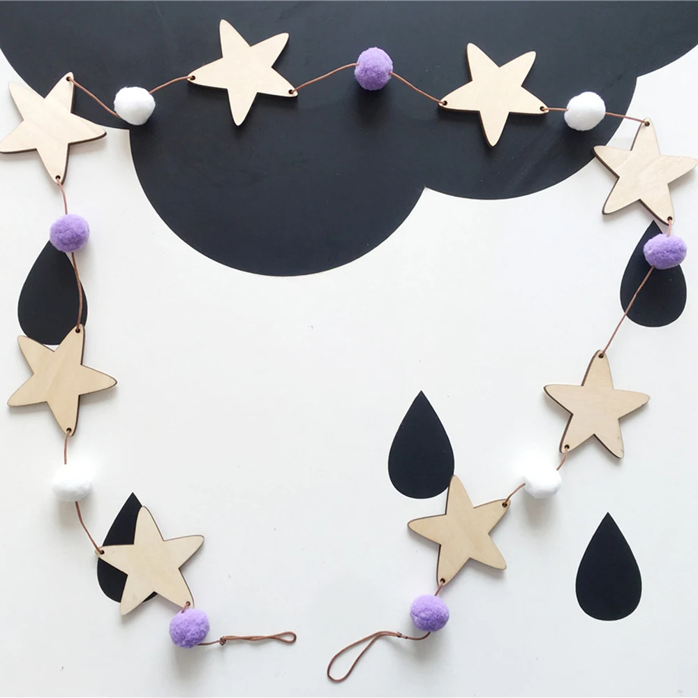 Деревянные Колокольчики Звездные бусы гирлянда домашний декор скандинавский