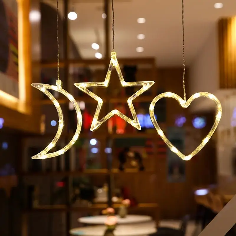 Guirlande lumineuse LED suspendue avec ventouse, pour noël, décoration de  fenêtre, motif cloche flocon de neige, boutique, vacances - AliExpress