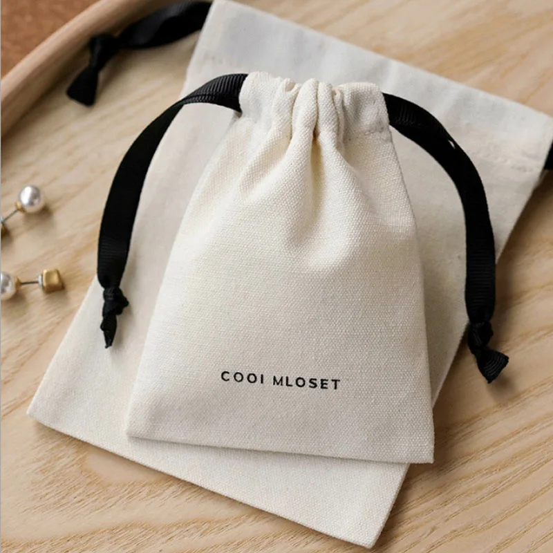 고급 면 선물 가방 5x7cm(2x2.75인치) 7x9cm 11x14cm 15x20cm(6x8인치) 메이크업 드로스트링 파우치