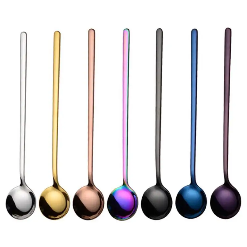 

Kitchen Long Handle Spoon Stainless Steel Scoop High Quality Durable Coffee Dessert Shop Tableware Kitchen Coffee Accessories