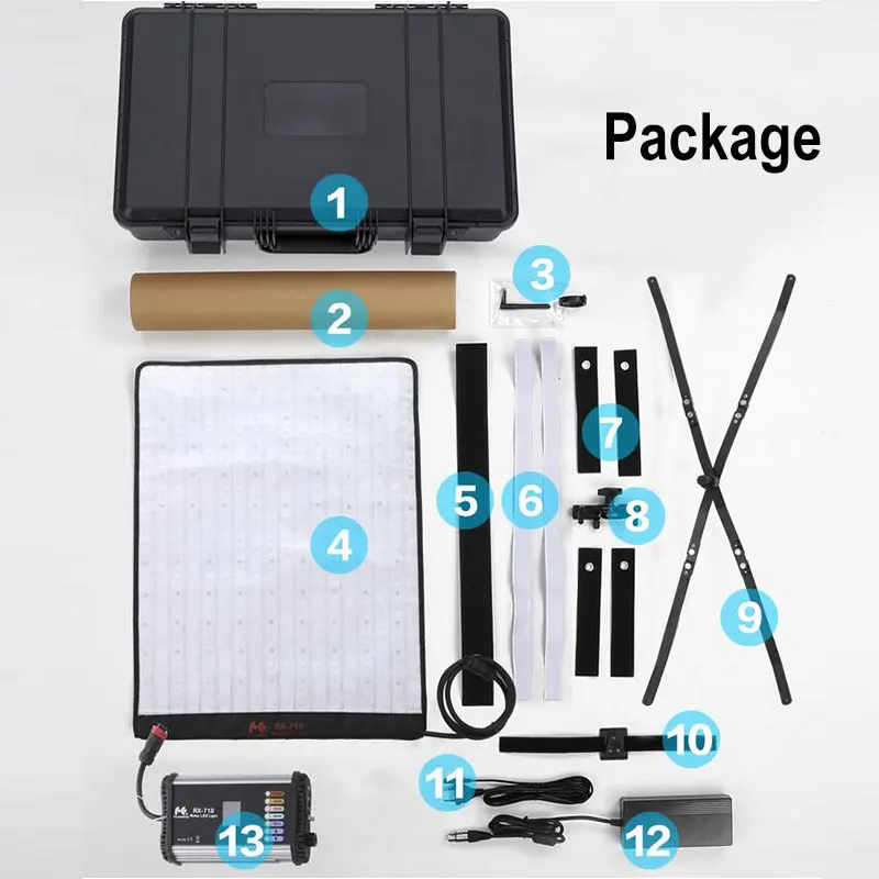 방수 상자 롤 플렉스 시리즈 RX 718 100W RGB 2700-9999K 휴대용 LED 사진 빛 DMX 648pcs 유연한 사진 안전 상자 팔콘 눈 2x1.51ft 사진 장비 100W RGB 방수 사진 빛 휴대용 LED 비디오 스튜디오 사진 RX-718 캠코더 램프 조명