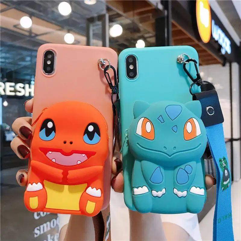 

For Samsung S10 S8 S9 Note 8 9 10 Plus A20 30 50 70 80 J4 J6 J8 Cover Wallet Charizard Squirtle Bulbasaur Soft TPU Case
