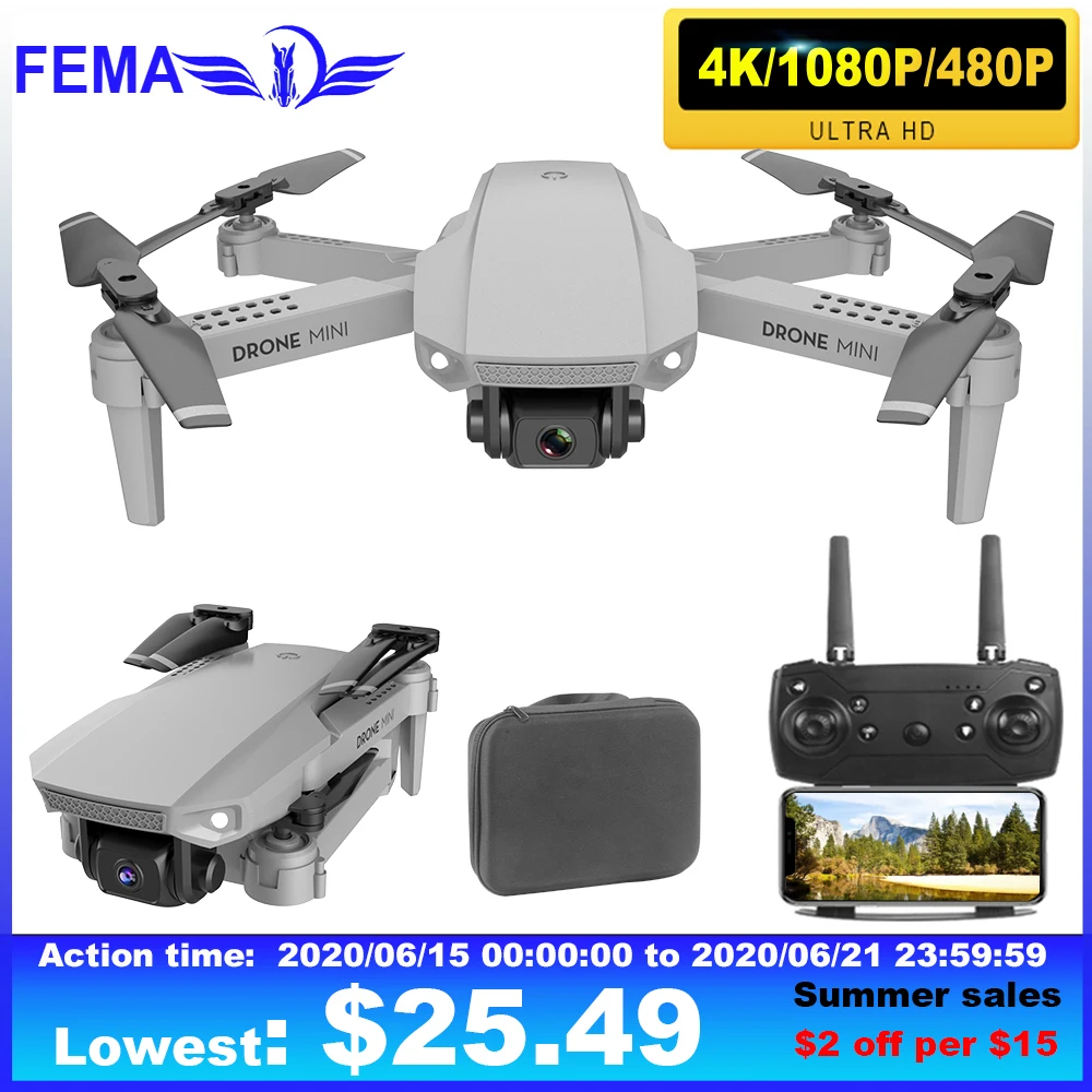 

FEMA RC Drone Mini with Camera hd 4K 1080P 480P WiFi Fpv Altitude Hold selfie Foldable Quadcopter RC X Pro Dron kids Toys VS E58