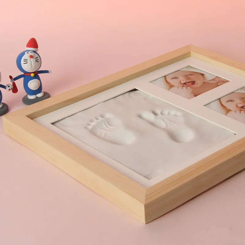 Baby Hand&Foot Print Hands Feet Mold Maker Bebe Baby Photo Frame With Cover Fingerprint Mud Set Baby Growth Memorial Gift