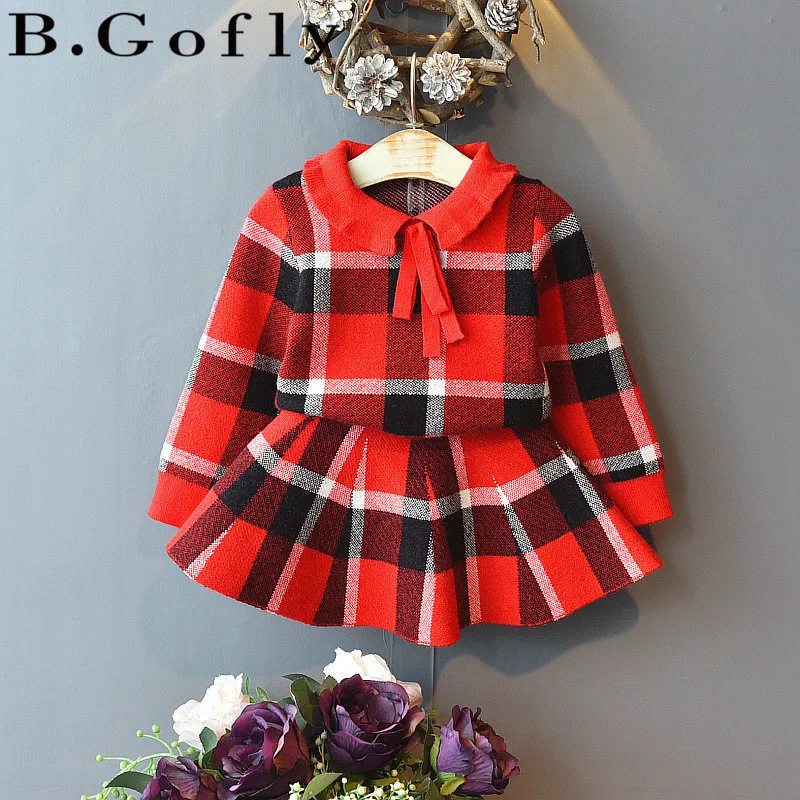 Long Sleeve Spring Prinncess Costume Robe Fille Children Toddler Kids Christmas Girls Wool Two Piece Cloting Set Plait Dress |