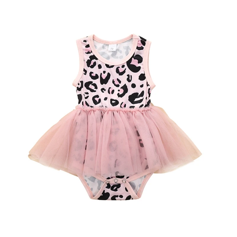 

Baby Girls Romper summer leopard print Polyester Jumpsuit cute sleeveless Baby Girls onesie costume
