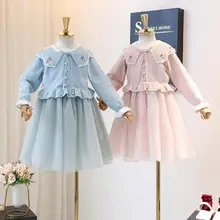 Новое платье для девочек, весенние детские платья принцессы ярких цветов, размер 110-150 см, одежда для детей