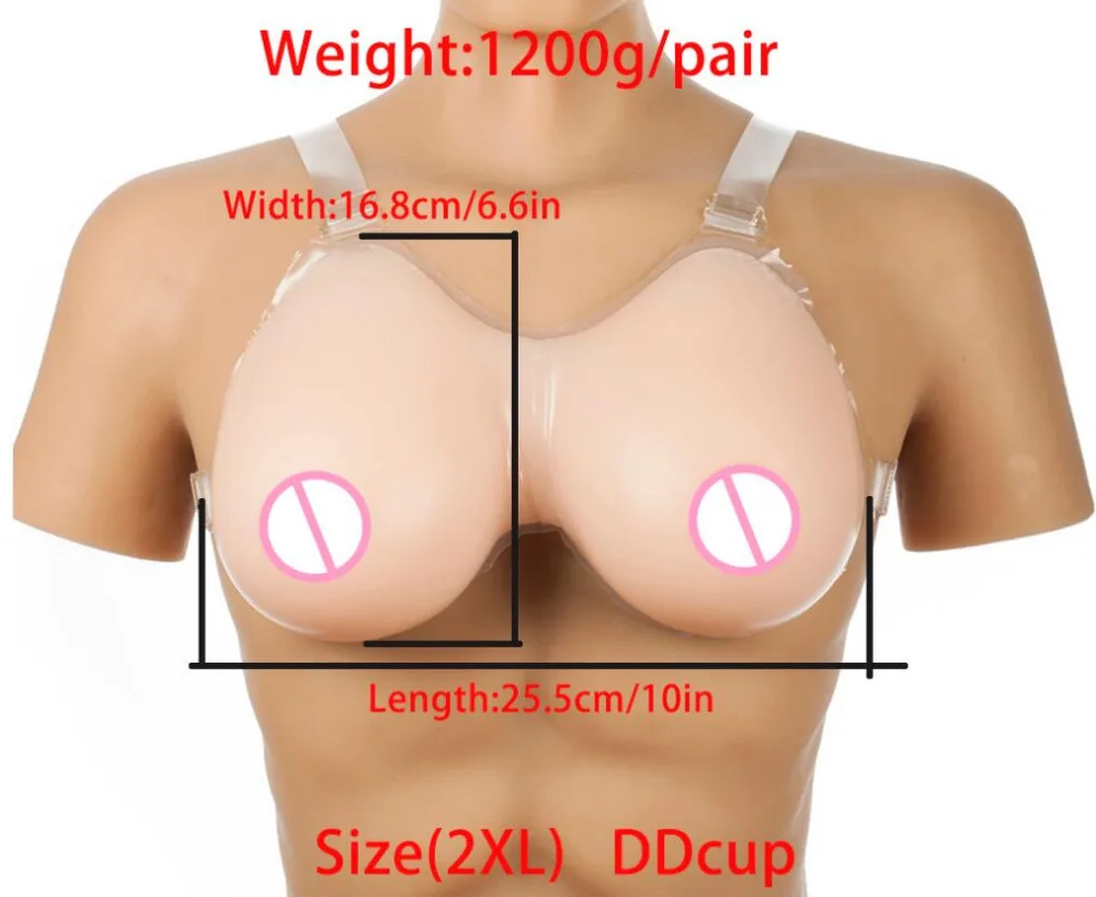 

2020 Hot Sale 1200g Silicone Breast Forms With Shoulder Straps For Crossdresser Cosplay Transgender Mastectomy Boobs Enhancer