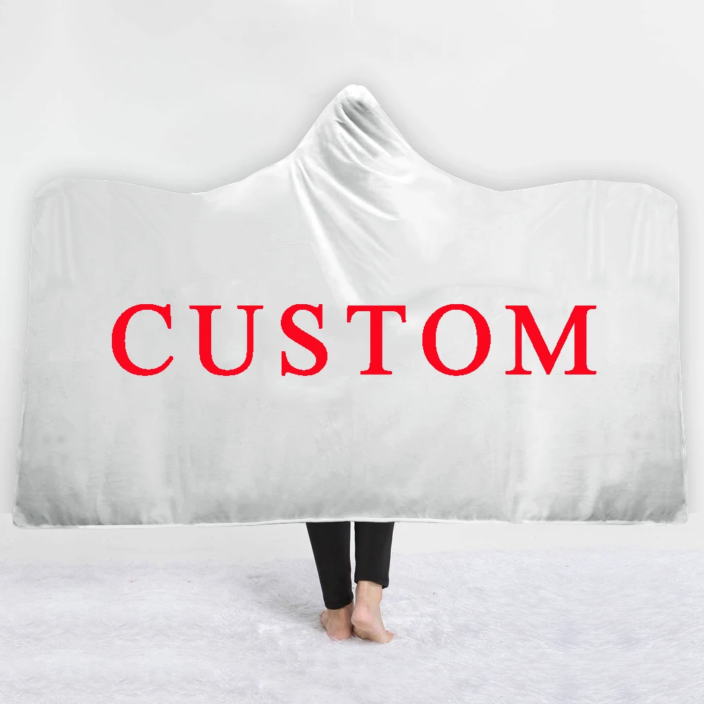 3D напечатанное плюшевое одеяло с капюшоном на заказ для взрослых и детей, теплое переносное Флисовое одеяло на заказ - Цвет: 1