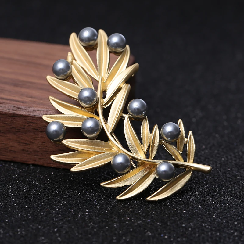 

Elegant Branches brooch 30x47mm Matte Pearl gold sliver plated for women cloth decoration pins