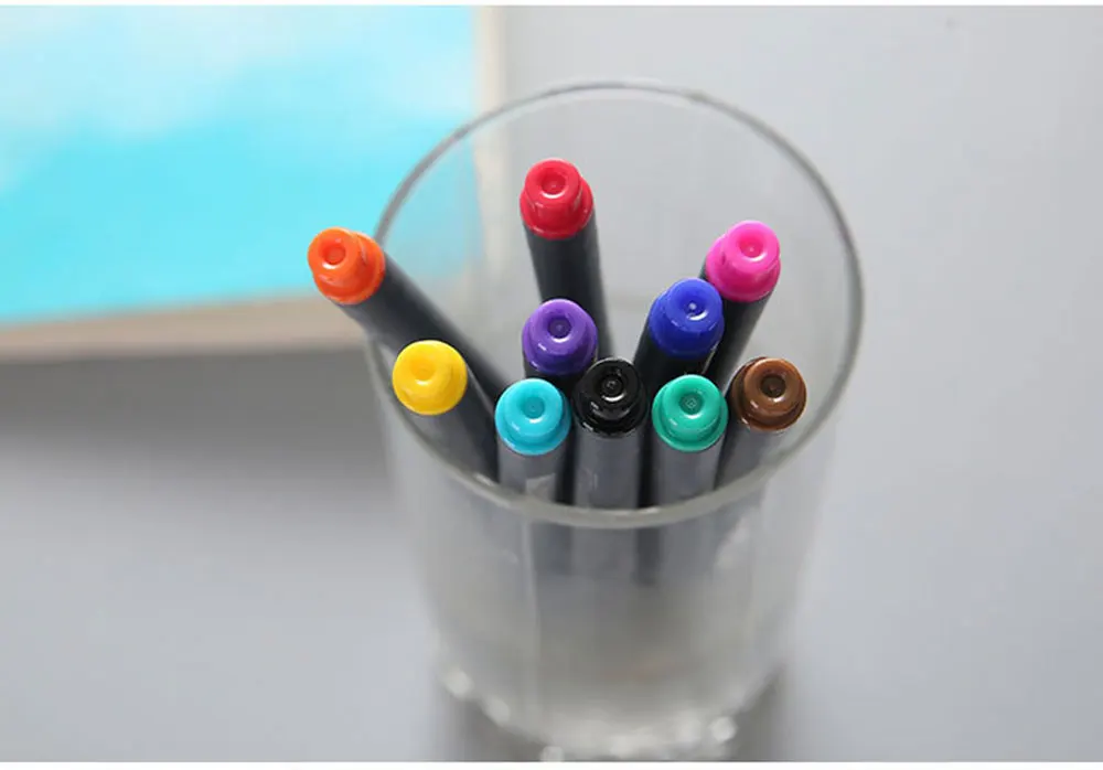 10 цветов волоконно-Маркерная ручка на акварельной основе для рисования, художественный фетровый наконечник, тонкая ручка с крючками, тонкоточечный лайнер K1525 M