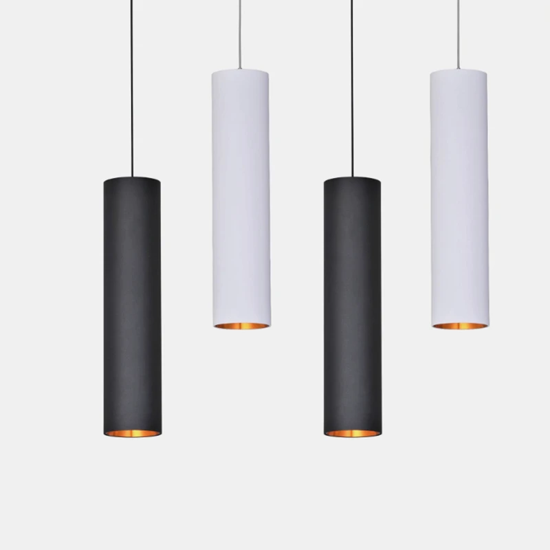 Dimmable Cylinder LED Pendant Lights Long Tube Lamps For Dining Room Shop Bar Decoration Cord Pendant Lamp Background Wall Lighting
