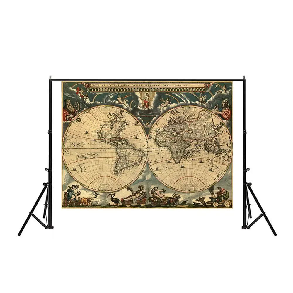 150x225cm Medieval Map Latin Portuguese Non-woven Waterproof Map Retro Style Decorative