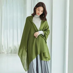 2020 New Scarf Women's Spring and Autumn Thin Pure Color Wool Shawl Versatile Dual-purpose Gray Green Bib Young