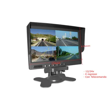 

CARALL KR7000QA Monitor TFT 7 inch 4 screens and Video input 12V 24V Tir truck car van truck remote control included