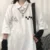 Темная панк-рубашка поло chic Harajuku flame print loose summer new top streetwear Korean Oversize women's short sleeve polo shirt