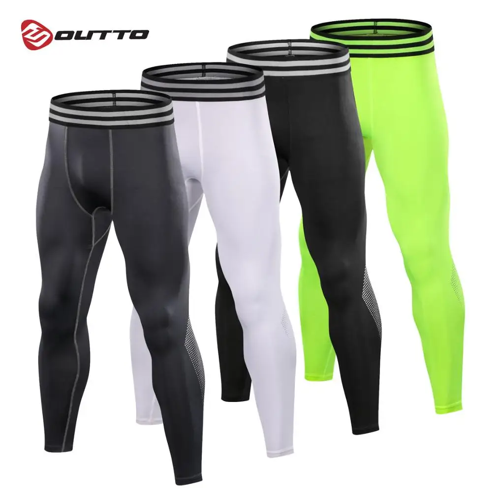 

Outto Compression Tights Men Quick Dry Gym Leggings Basketball Pants Base Layer Jogging Pants Elastic Skinny Sports Trousers