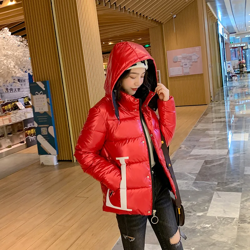 

2019 Autumn And Winter New Style Korean-style Bright Surface down Jacket Cotton-padded Clothes Student Loose-Fit Short down Coat