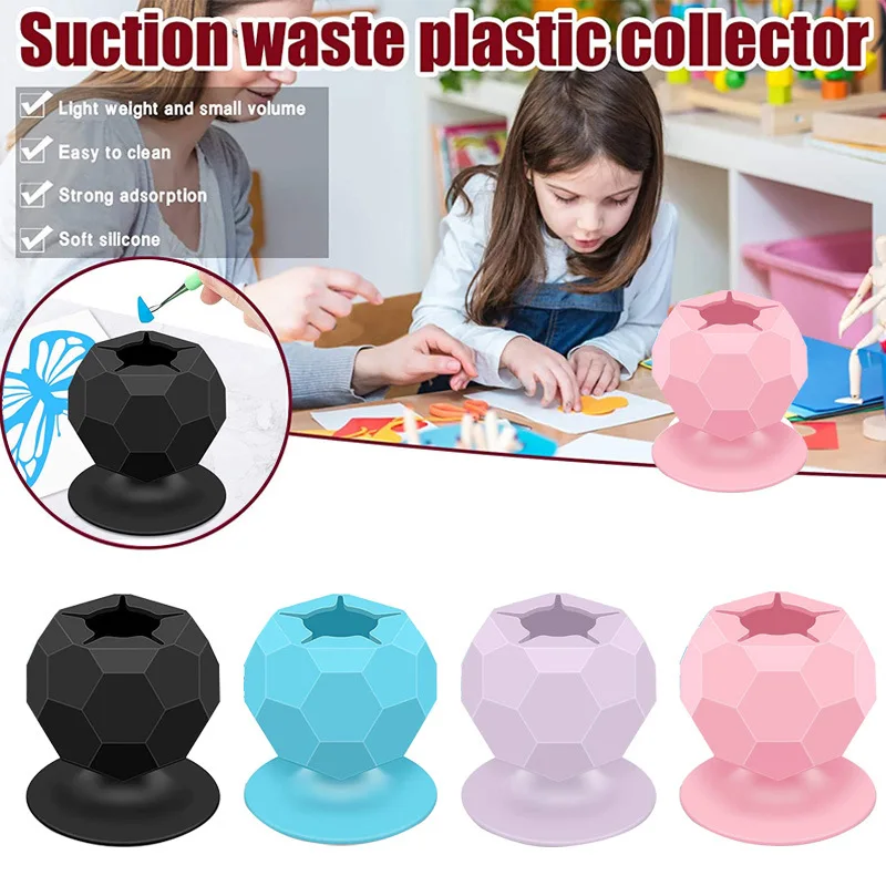 Black+Blue Crafters. 2 Pack Suctioned Vinyl Weeding Scrap Collector,Soft Silicone Suctioned Can for Disposing Vinyl Pieces,Craft Weeding Tool Holder Set Kit for Vinyls Weeder 