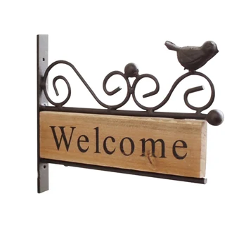 

Country Vintage Plaque Wall Pastoral Bird Welcome Sign Mini Photography Props Decoration Modern House Wrought Iron Gift Stable