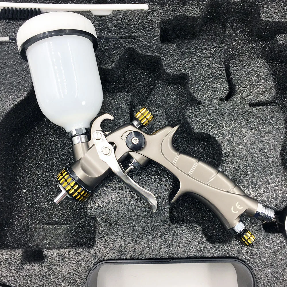 HVLP гравитационный распылитель, набор, мини аэрограф, краскопульт, нейлон, 600cc, хромированный Краскораспылитель, инструмент для краски