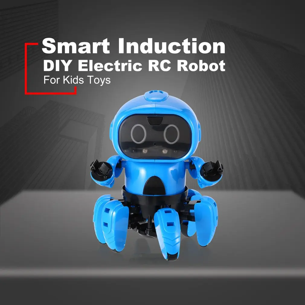 Smart Induction 6-Legged Electric RC Robot DIY Unassembled Kit Gesture Sensor Obstacle Avoidance Kids Remote Control Toys