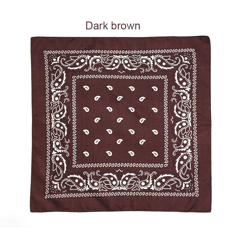 Green brown Модная бандана в стиле хип-хоп из хлопка, квадратный шарф 55 см* 55 см, черная, красная повязка на голову с принтом пейсли для женщин/мужчин/мальчиков/девочек - Цвет: Green brown