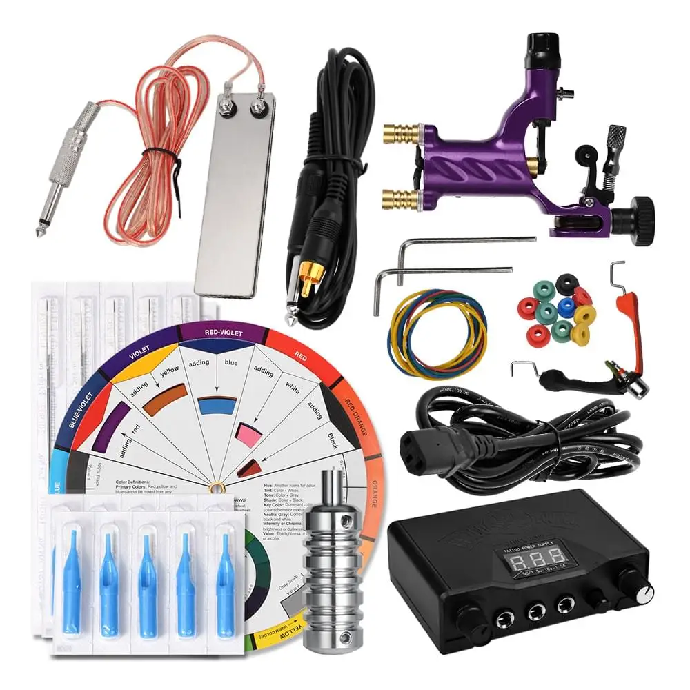 Maquina De Tatuar Kit Tattoo Set Rotary Professional Black Power Supply Color Wheel Machine A Tatouer Tatouage Tatuagem Tatto