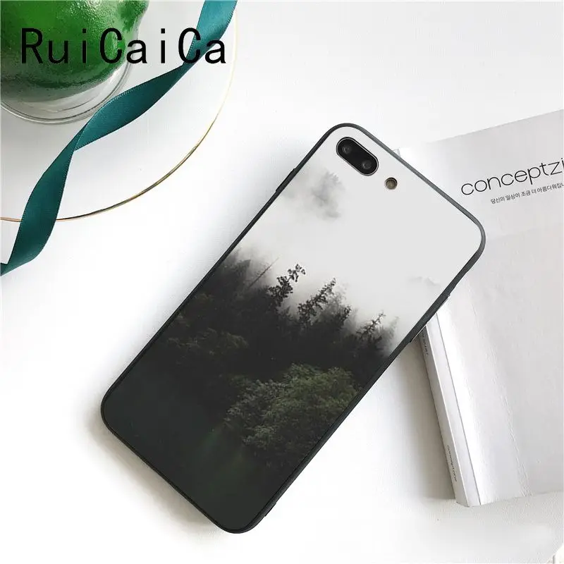 landscape mountain white smoke tree