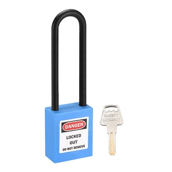 

uxcell Lockout Tagout Safety Padlock 76mm Nylon Shackle Keyed Alike Blue