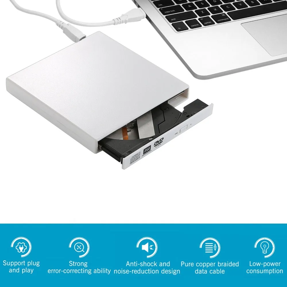 USB 2.0 External DVD CD ROM CD-RW Burner Writer Reader Recorder Optical Player Drive Sadoun.com