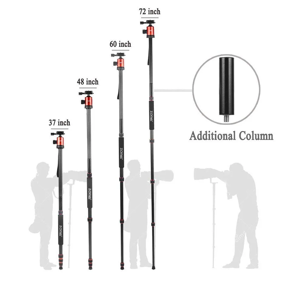 ZOMEI Z818 Protable Aluminum Magnesium Aolly Tripod Travel Camera Tripod with Ball Head Monopod Fle