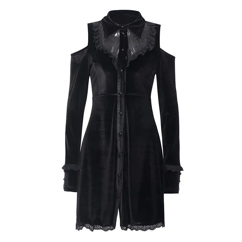 

Lolita Style Lace Dress Preppy A Line Mini Dress Lace Opened Castle Dress Gothic Elegant Chic Velvet Dresses