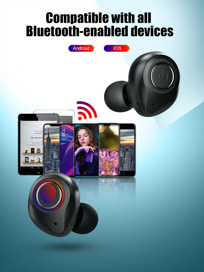 Bluetooth 5.0 Earphones True Wireless Headphone V11 TWS Waterproof Headset Stereo Sport Earbuds with Charging Box Mic HiFi Sound (6)