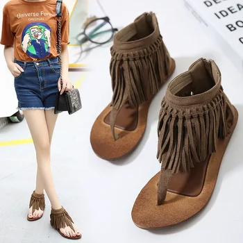 

SWYIVY Tassel Women Sandals Shoes 2020 New Beach Ladies Shoes Summer Sandles For Women Flip Flops Fashion Gladiator Flat Sandles