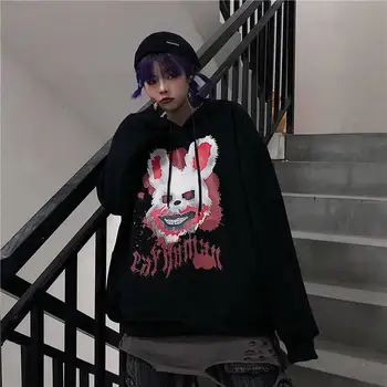 

Women Japan Hoodie Streetwear Cool Sweatshirt Males Punk Long Sleeves Hip Hop Tops Clothes Females Spring Winter Punk Sweatshirt