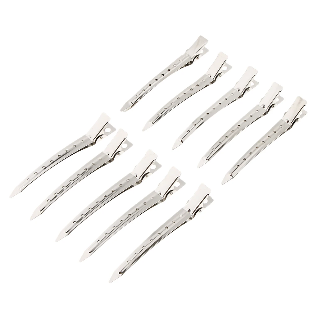 Pack of 10 Metal Curl Clips Duck Bill Sectioning Clips Alligator Hair Clips With Holes straight jeans mop pants with holes in the hem and a slight bell bottoms ripped jeans for women