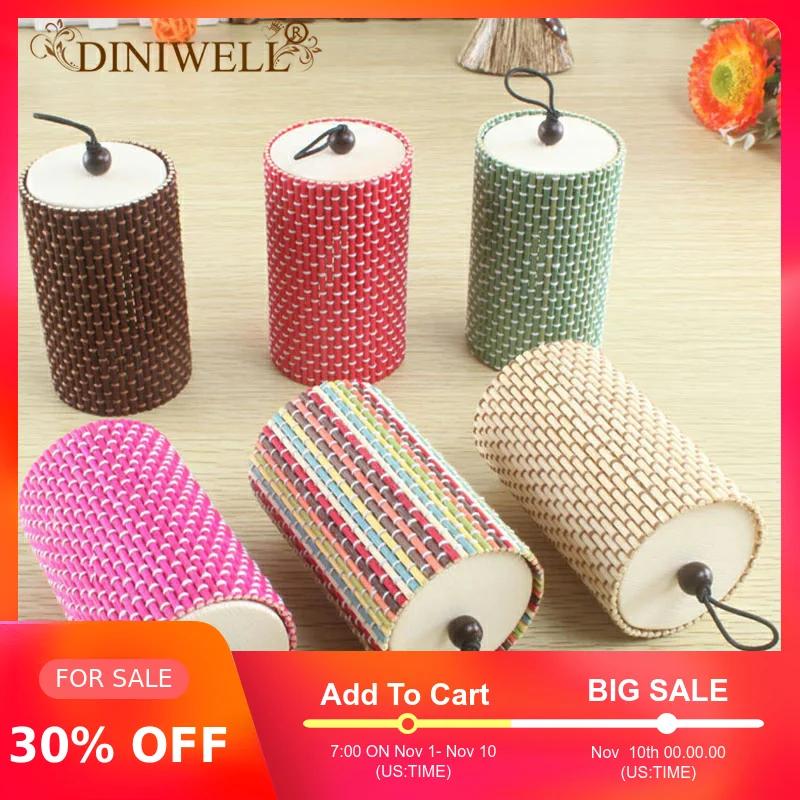 

DINIWELL Round Bamboo Jewelry Change Storage Box Cosmetic Organizer For Cotton Swab Toothpick Essential Oil Boxes Women Gift