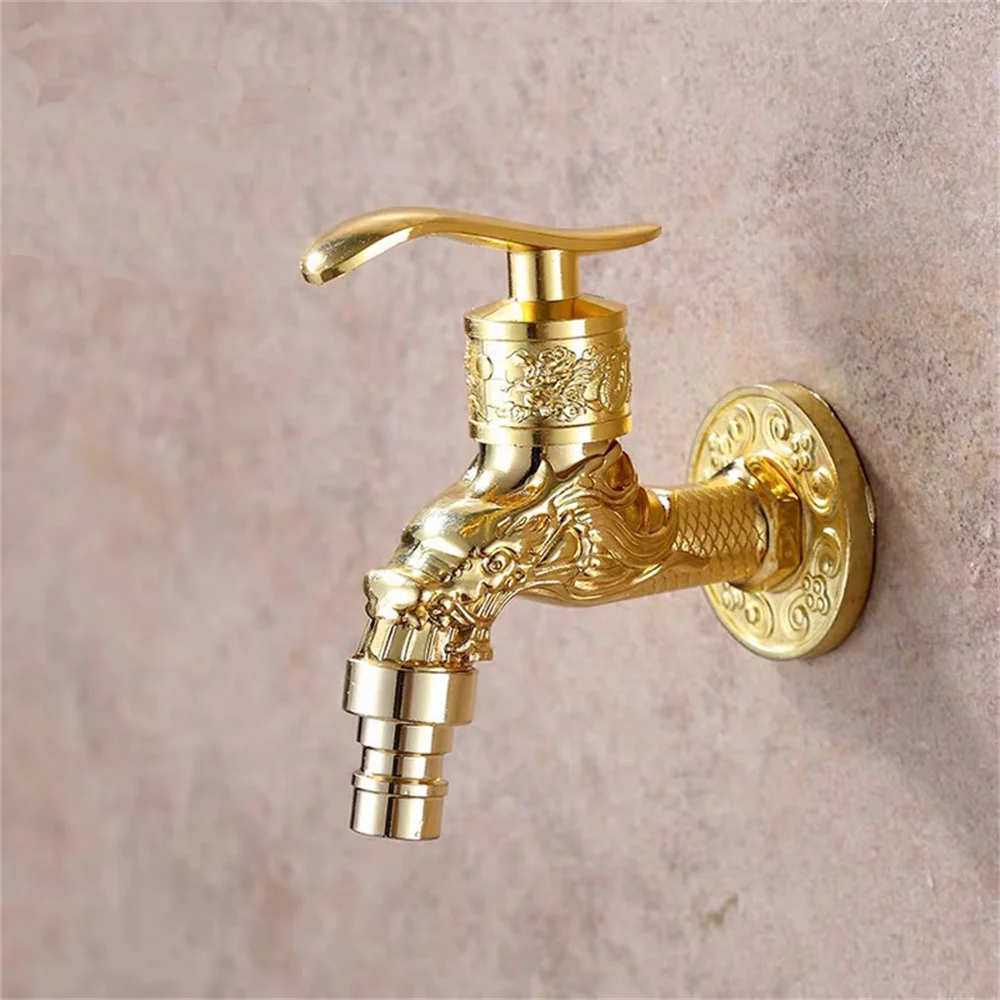 Water Tap Faucet Garden Bibcocks Washing Machine Faucet Carved Wall Bottle Tap Bibcock Zinc Alloy Retro Tap Decorative Outdoor Garden Faucet Washing Machine Mop