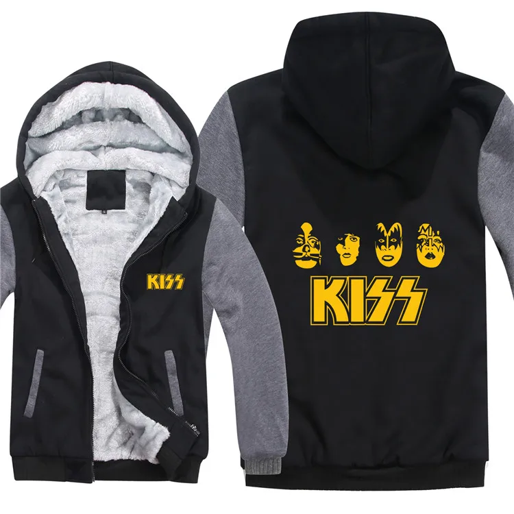 Kiss Band толстовки Мужские Пуловер Шерсть подклад куртки Kiss Band хип хоп толстовки с капюшоном модное пальто - Цвет: as picture