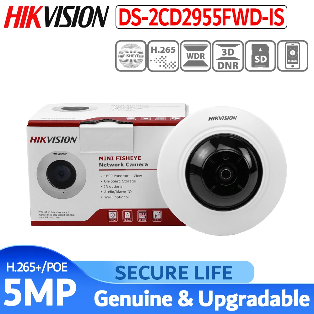 Hikvision DS-2CD2955FWD-IS международная версия 5MP сеть рыбий глаз cctv ip камера poe с 8 м ИК и углом обзора 180 градусов