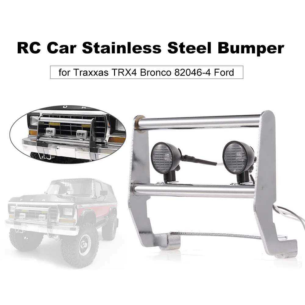 

Front Bumper Stainless Steel with 2 LED Light for Traxxas TRX4 Ford Bronco 82046-4 RC Car Parts