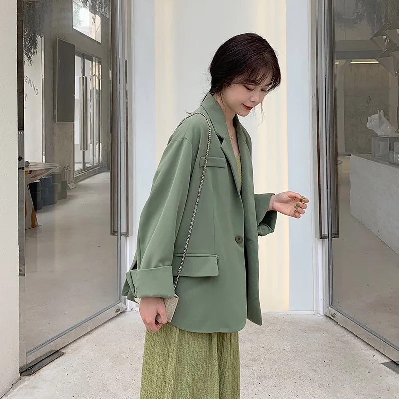 

Main Push INS Online Celebrity Casual Suit Korean-style Loose-Fit CHIC Suit Women's 2019 Autumn New Style Students Thin Coat