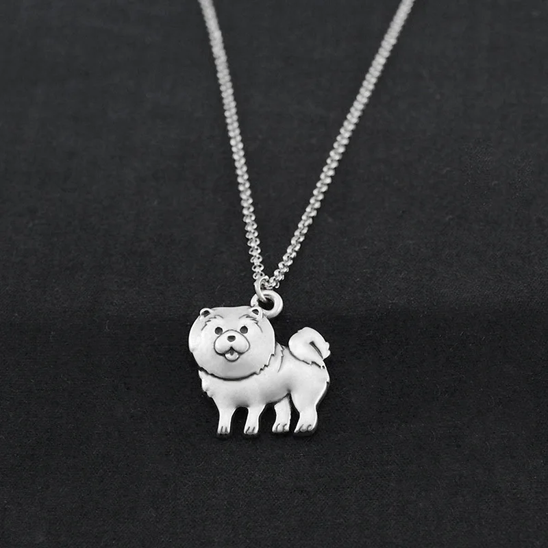 Vintage Anitique Chow Chow Pendant Stainless Steel Chain Necklace Colar Masculino Dog Charms Mens Necklaces For Women Gifts 2018