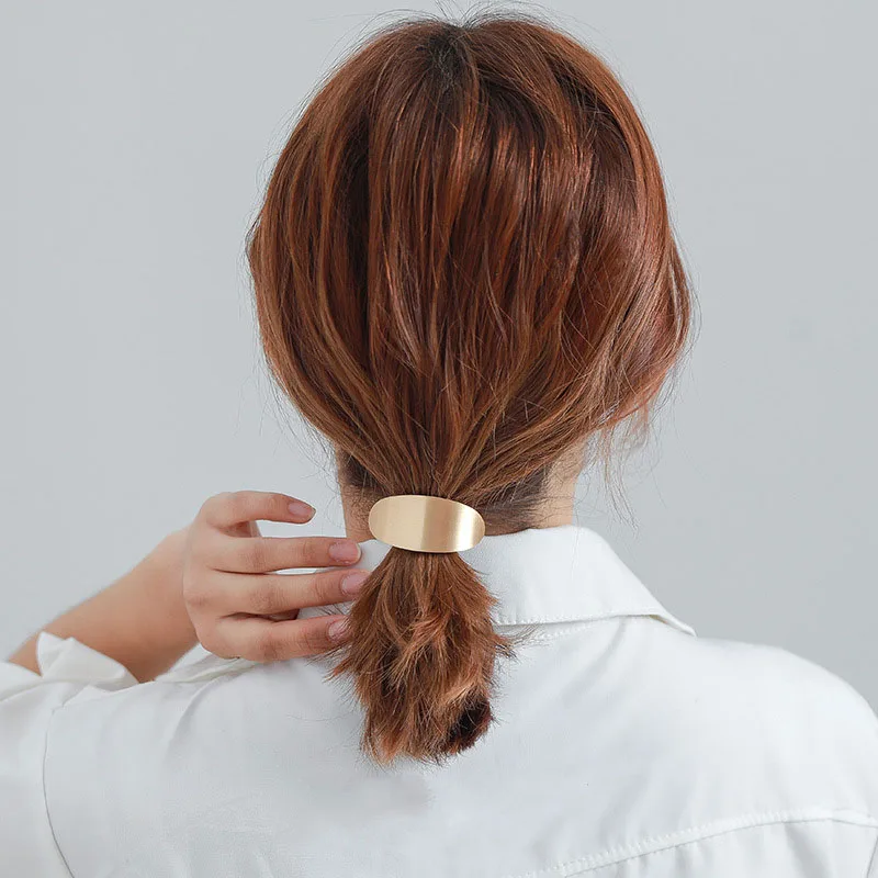 TS102 Корейская версия головной убор простой металлический чехол из гладкой кожи волос кольцо для женщин и девушек, завязанные волосы хвостик Пряжка резиновая голова Веревка
