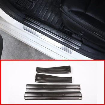 

4Pcs Black and Silver Door Sill Protect Plate Trim For Mercedes Benz A B CLA GLA Class W176 W246 W117 C117 X156 Car Accessories