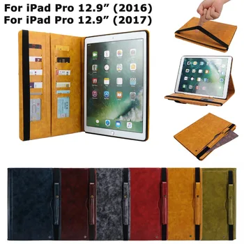 

Leather Case Cover For iPad Pro 12.9" 2017 2016 Smart Cover Back Protective for ipad 12.9 inch 2016 with Pen Holder
