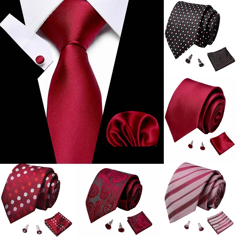 

Fashion Designer Ties for Men Luxury Paisley Tie Striped Solid Busness Party Wedding Classic Mens Ties Cufflinks Set