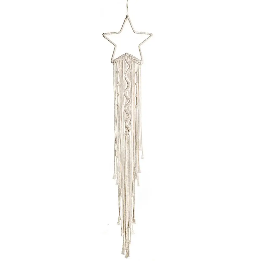 

Home Boho Wall Decor moon star Handmade Cotton rope macram tassel woven long tapestry Wall hanging living room background