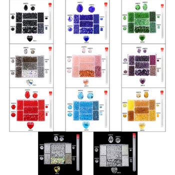 

1 Set Mixed Shape Crystal Beads Faceted Charm Glass Bracelet Necklace Making Kit Jewelry Making DIY Accessories